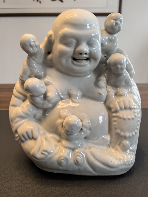古玩陶瓷白釉彌勒佛坐像真品鑒賞圖