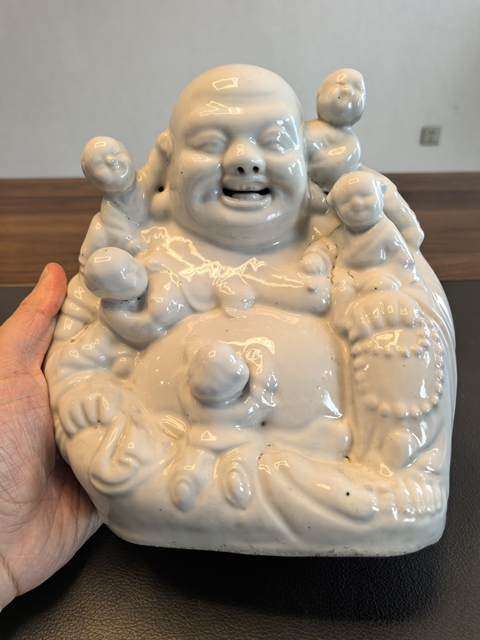 古玩陶瓷白釉彌勒佛坐像真品鑒賞圖