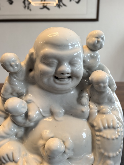 古玩陶瓷白釉彌勒佛坐像真品鑒賞圖