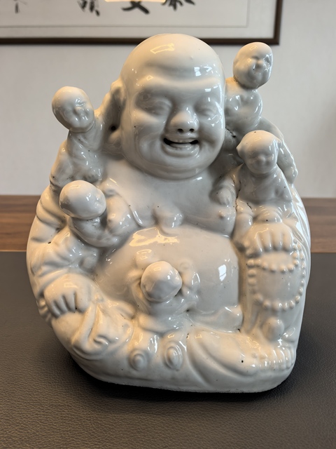 古玩陶瓷白釉彌勒佛坐像真品鑒賞圖