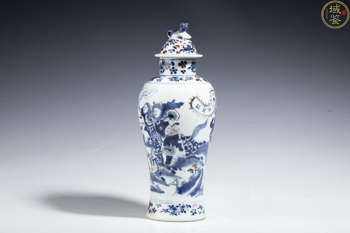 古玩陶瓷青花釉里紅刀馬人物雞腿瓶真品鑒賞圖