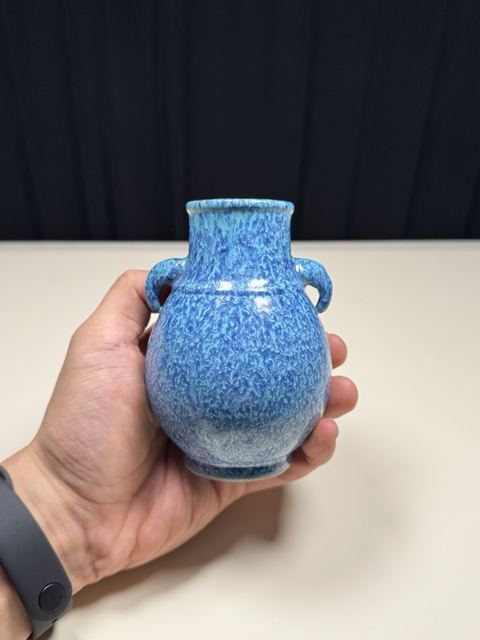 古玩陶瓷清乾隆爐鈞釉象耳尊真品鑒賞圖