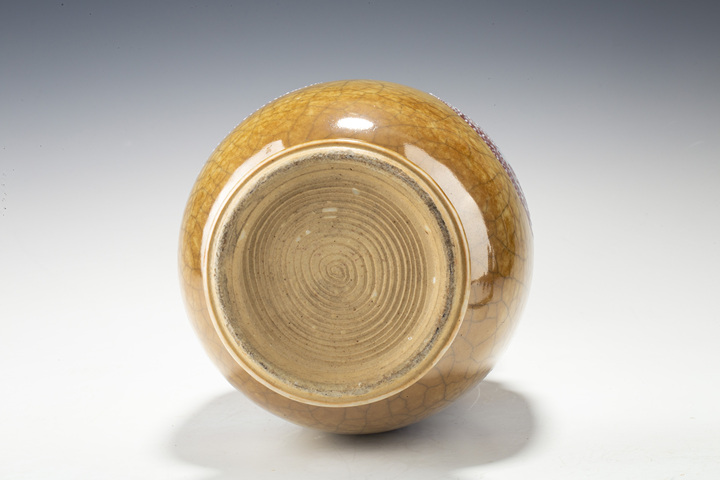 古玩陶瓷清晚·黃哥釉加彩團(tuán)鳳紋雙耳瓶拍賣,當(dāng)前價(jià)格2832元