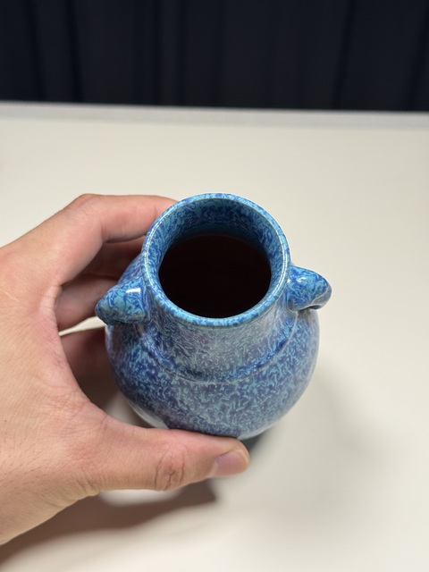 古玩陶瓷清乾隆爐鈞釉象耳尊真品鑒賞圖