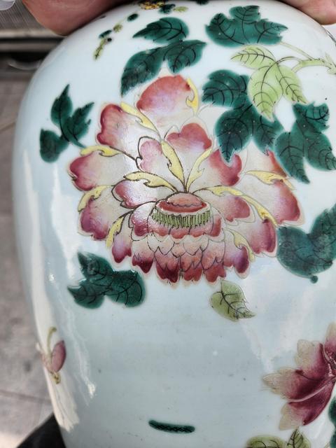 古玩陶瓷粉彩花鳥紋冬瓜罐真品鑒賞圖