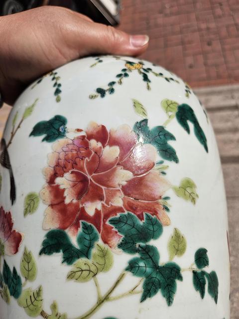 古玩陶瓷粉彩花鳥紋冬瓜罐真品鑒賞圖