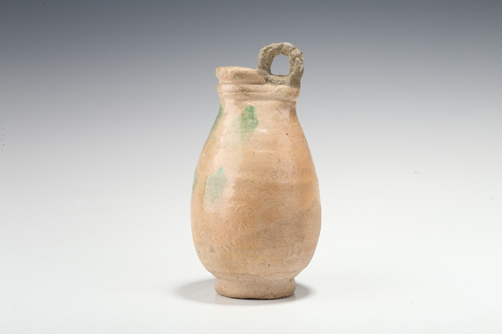 古玩陶瓷遼金·白釉綠彩皮囊壺真品鑒賞圖