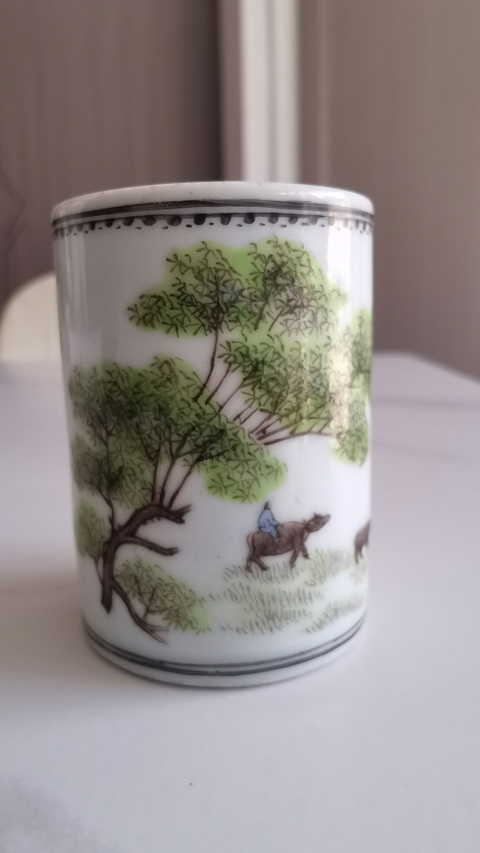 古玩陶瓷粉彩牧牛圖筆筒拍賣,當前價格1680元