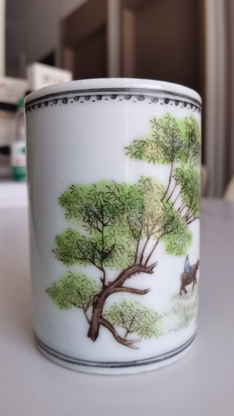 古玩陶瓷粉彩牧牛圖筆筒拍賣,當前價格1680元