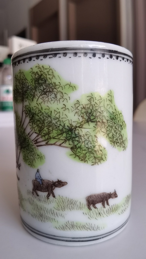 古玩陶瓷粉彩牧牛圖筆筒拍賣,當前價格1680元