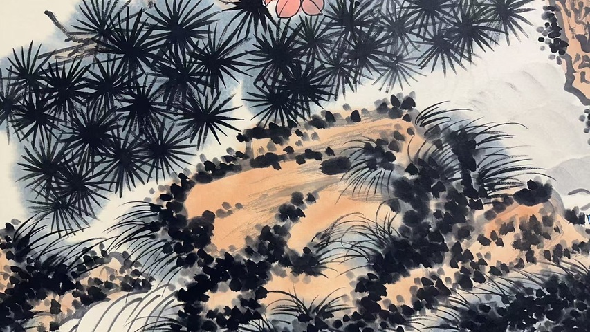 古玩字畫王鴻雁松石圖拍賣，當(dāng)前價(jià)格10000元