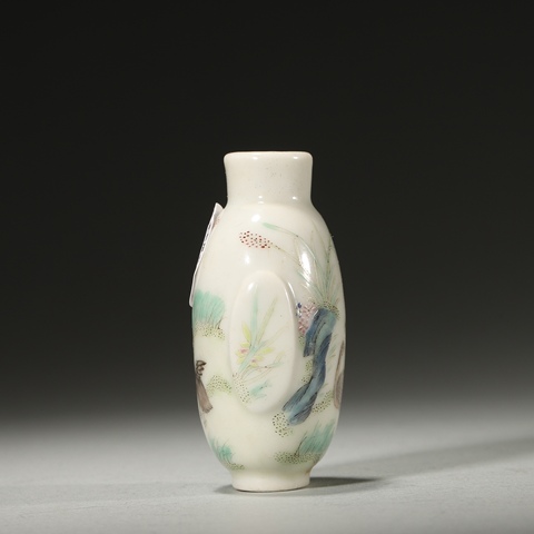 古玩陶瓷粉彩蘆雁紋鼻煙壺真品鑒賞圖