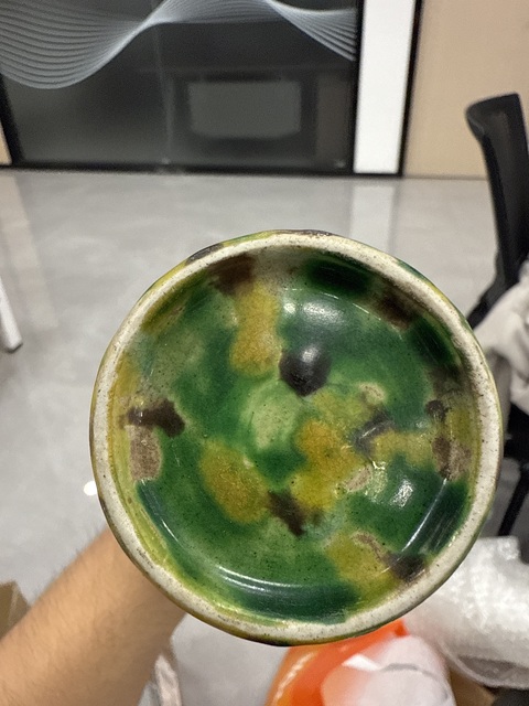 古玩陶瓷素三彩虎斑釉長頸瓶真品鑒賞圖