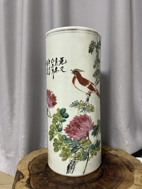 古玩陶瓷花鳥紋帽筒拍賣,當前價格488元