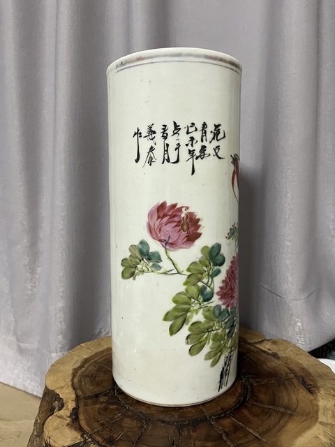 古玩陶瓷花鳥紋帽筒拍賣,當前價格488元