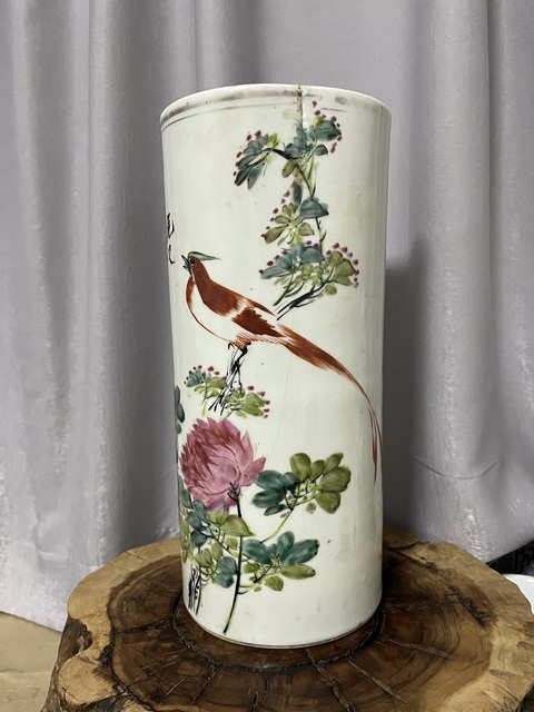 古玩陶瓷花鳥紋帽筒拍賣,當前價格488元