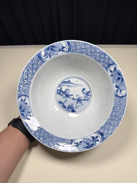 古玩陶瓷青花人物故事折腰碗真品鑒賞圖