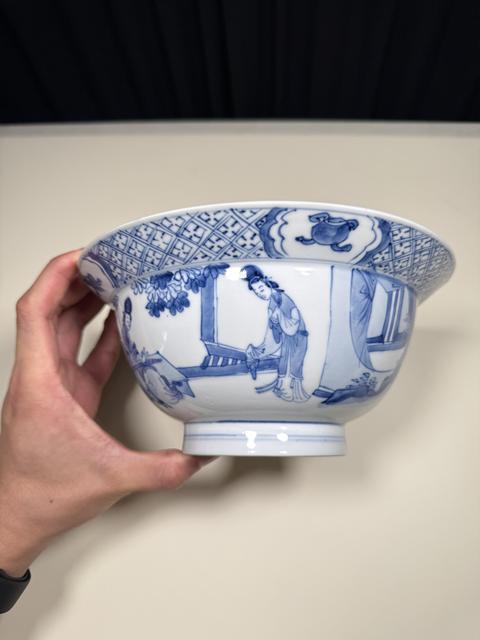 古玩陶瓷青花人物故事折腰碗真品鑒賞圖