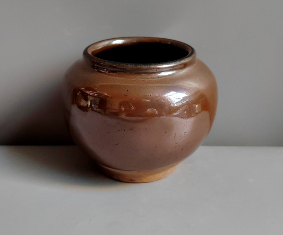 古玩陶瓷紫金釉茶入真品鑒賞圖