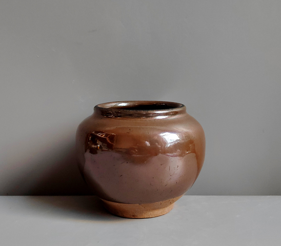 古玩陶瓷紫金釉茶入真品鑒賞圖
