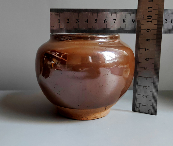 古玩陶瓷紫金釉茶入真品鑒賞圖