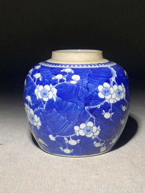 古玩陶瓷晚清青花冰梅罐真品鑒賞圖