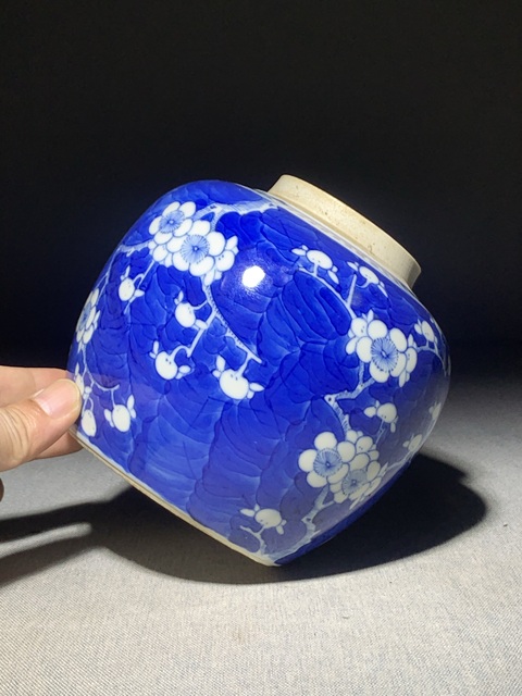 古玩陶瓷晚清青花冰梅罐真品鑒賞圖