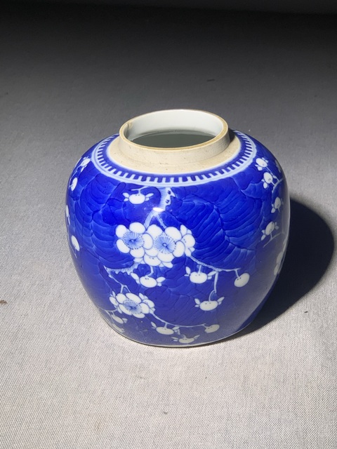 古玩陶瓷晚清青花冰梅罐真品鑒賞圖
