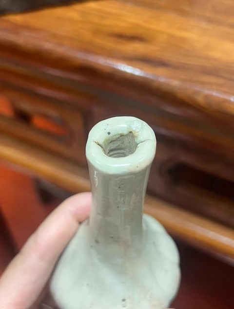 古玩陶瓷青白釉瓜楞瓶真品鑒賞圖