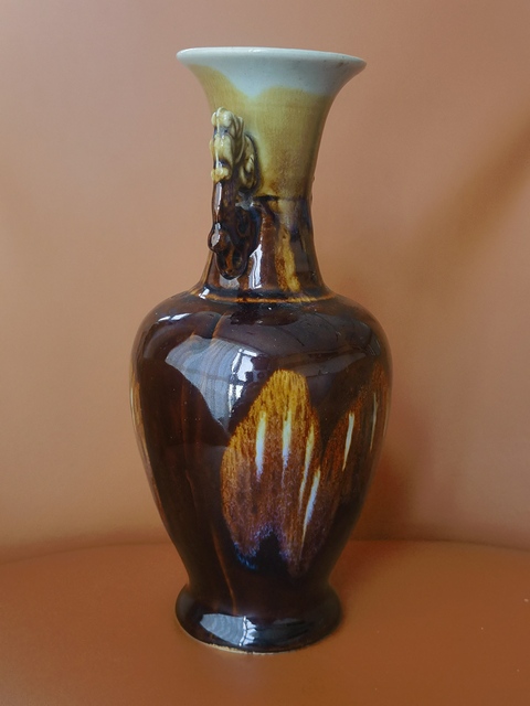 古玩陶瓷窯變釉雙耳瓶真品鑒賞圖