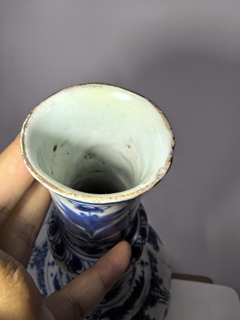 古玩陶瓷崇禎青花人物故事蒜頭瓶拍賣，當前價格59800元