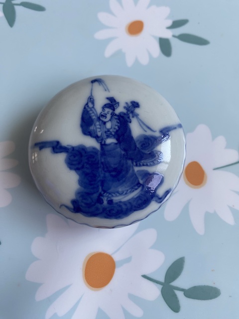 古玩陶瓷晚清青花印泥盒真品鑒賞圖
