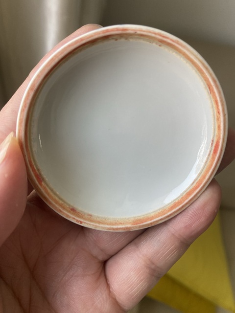 古玩陶瓷晚清青花印泥盒真品鑒賞圖