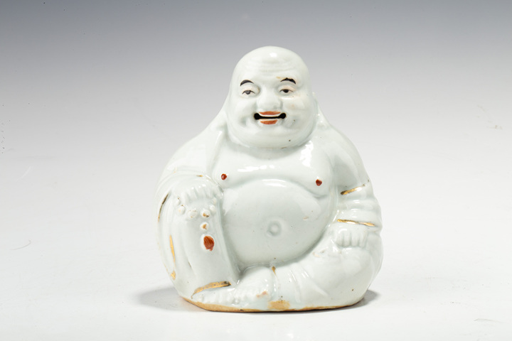 古玩陶瓷民國·白釉彌勒佛造像真品鑒賞圖