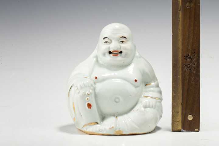 古玩陶瓷民國·白釉彌勒佛造像真品鑒賞圖