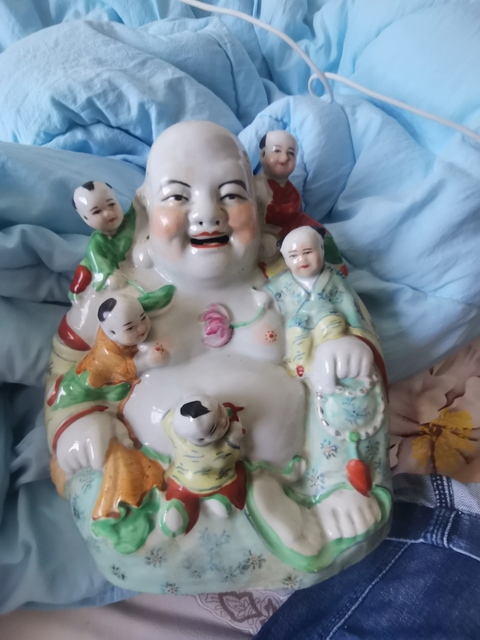 古玩陶瓷粉彩五子彌勒佛真品鑒賞圖