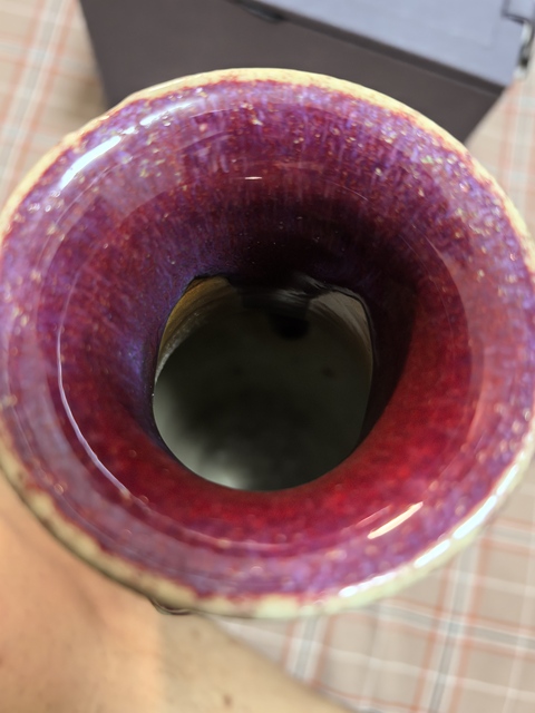 古玩陶瓷窯變紅釉瓶真品鑒賞圖
