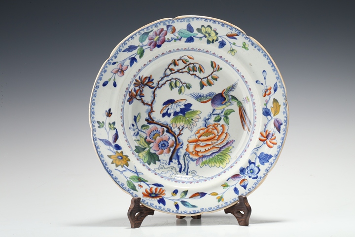 古玩陶瓷民國至創匯·青花加彩花鳥紋花口盤真品鑒賞圖
