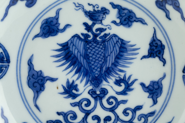 古玩陶瓷清康熙·青花鳳紋盤一對拍賣，當前價格0元