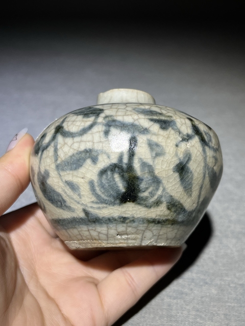 古玩陶瓷元末明早期青花花卉紋水盂拍賣,當前價格1880元