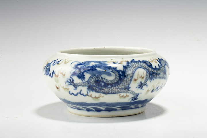 古玩陶瓷清晚期·青花釉里紅云龍紋洗真品鑒賞圖