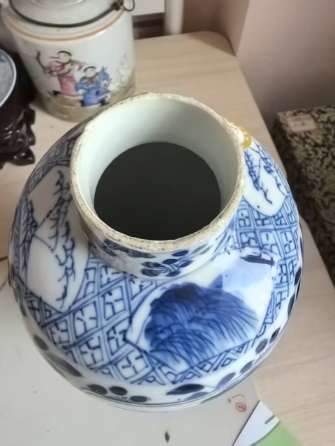 古玩陶瓷花鳥紋青花雞腿蓋瓶真品鑒賞圖