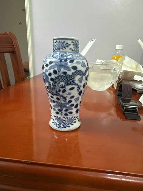 古玩陶瓷清光緒青花穿花龍紋瓶真品鑒賞圖