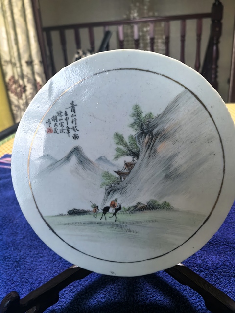 古玩陶瓷人物山水瓷板畫真品鑒賞圖