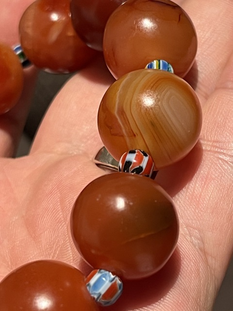 古玩玉器天然紅瑪瑙珠串真品鑒賞圖