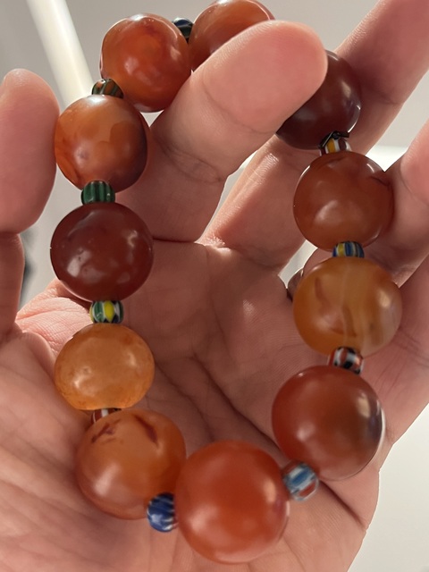 古玩玉器天然紅瑪瑙珠串真品鑒賞圖
