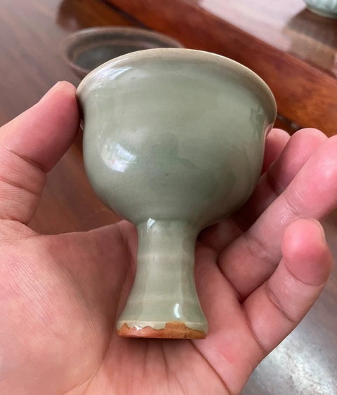 古玩陶瓷龍泉高足杯真品鑒賞圖