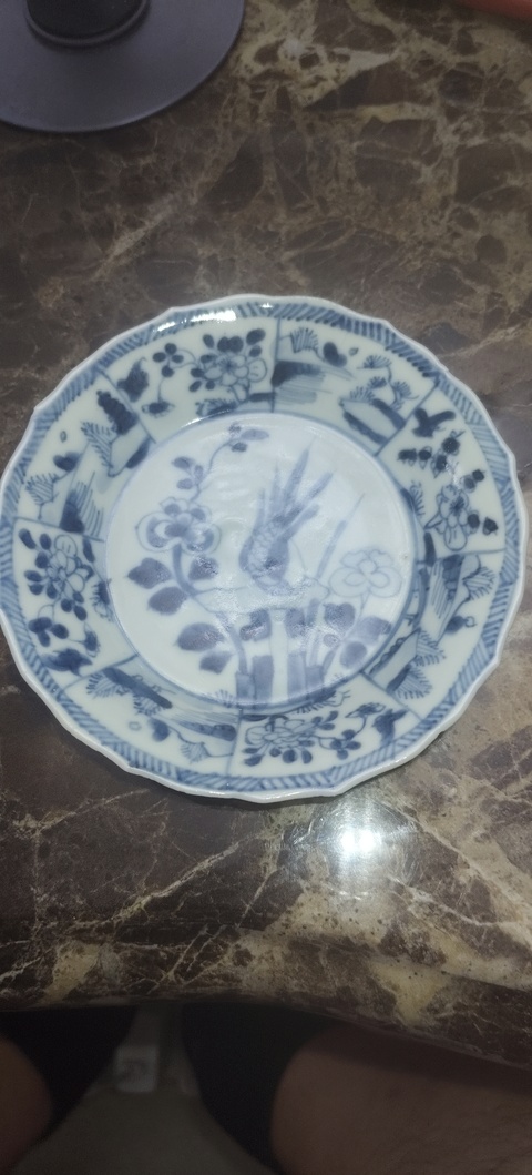 古玩陶瓷日本江戶青花花鳥紋花口杯真品鑒賞圖