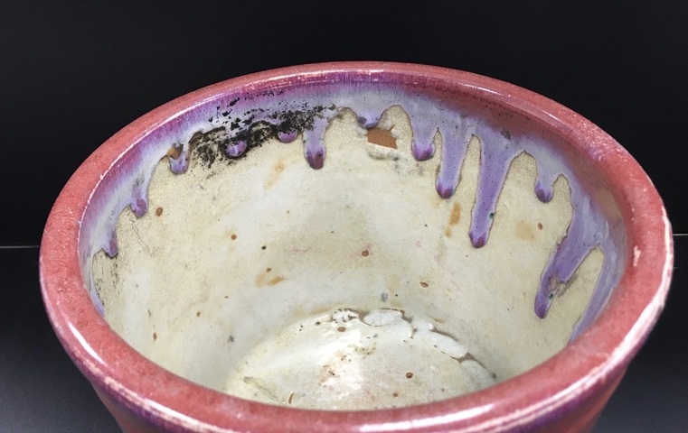 古玩陶瓷窯變紅釉三足筒式香爐真品鑒賞圖