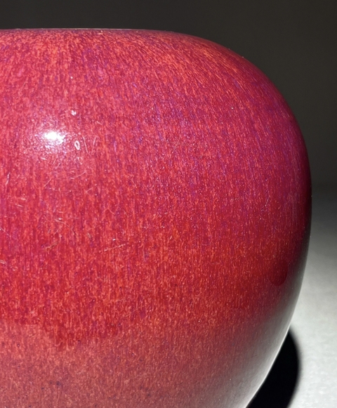 古玩陶瓷窯變紅釉西瓜罐真品鑒賞圖